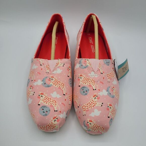 NEW Toms Pink Blossom Over The Moon Cow Print Alpargatas NWT - Picture 2 of 5
